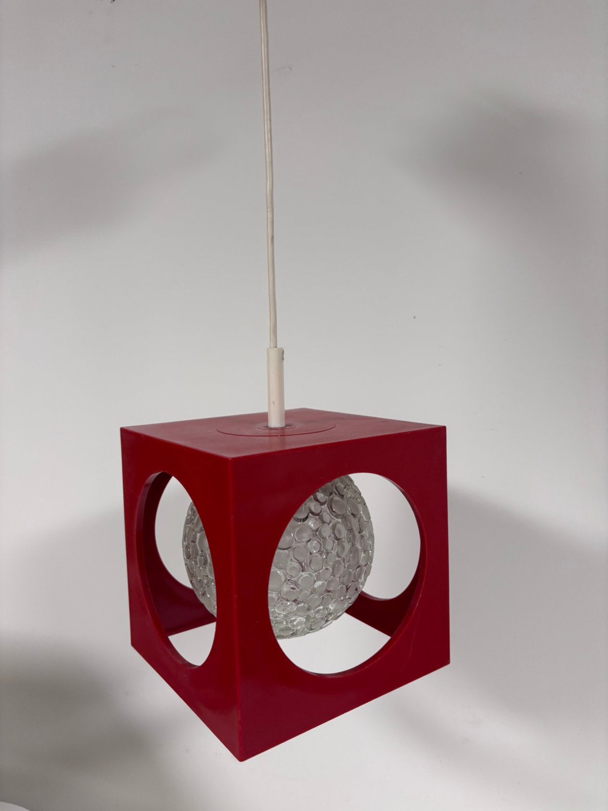 Vintage Space Age Kubus Hanglamp – Richard Essig (Jaren '70), Ophalen of Verzenden, Zo goed als nieuw, Kunststof, Minder dan 50 cm