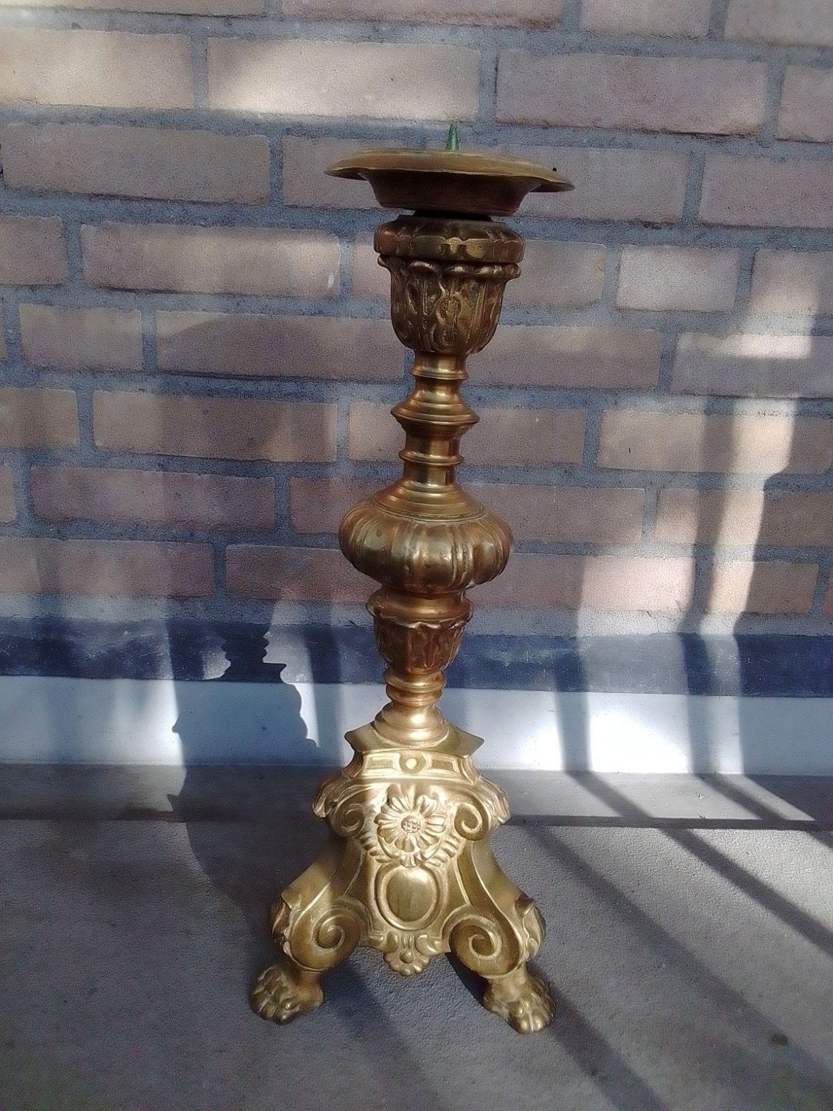 Antieke koperen kandelaar, Ophalen of Verzenden, Koper of Brons