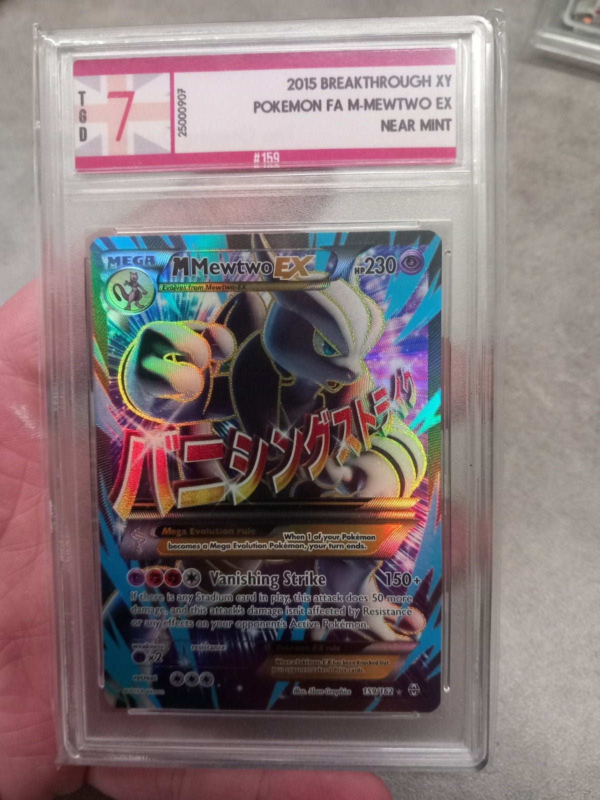 Pokemon FA M-Mewtwo EX 2015 Breakthrough XY Graded TGD 7, Ophalen of Verzenden, Zo goed als nieuw, Losse kaart, Foil