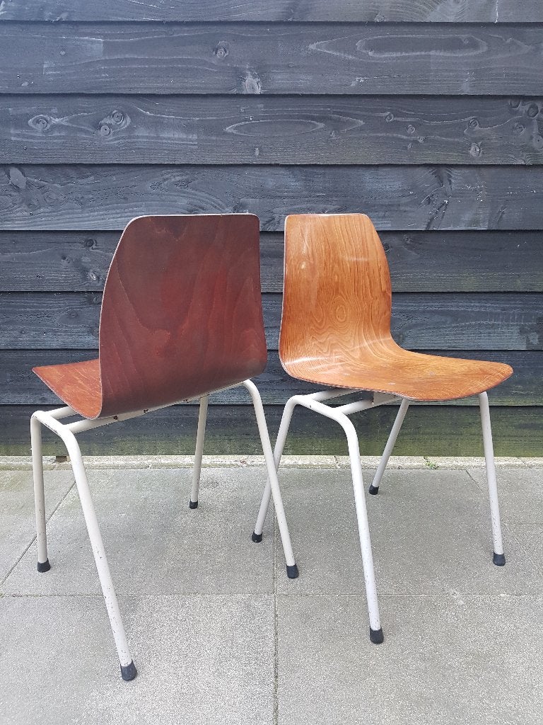 ELMAR FLOTOTTO - 2x Industriële stoelen. Vintage jaren 60-70, Huis en Inrichting, Stoelen, Ophalen, Gebruikt, Twee, Bruin