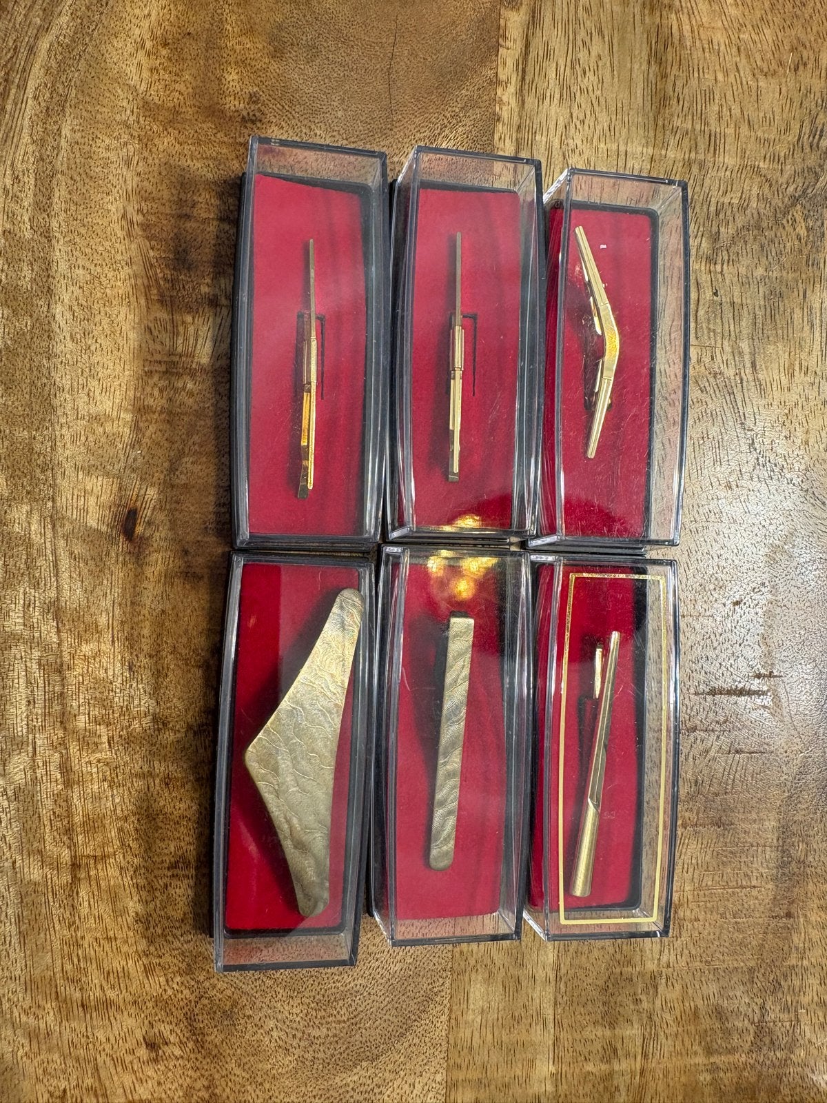 Set van 6 Vintage Gouden Dasspelden in Doosjes, Ophalen, Gebruikt, Overige materialen, Verguld