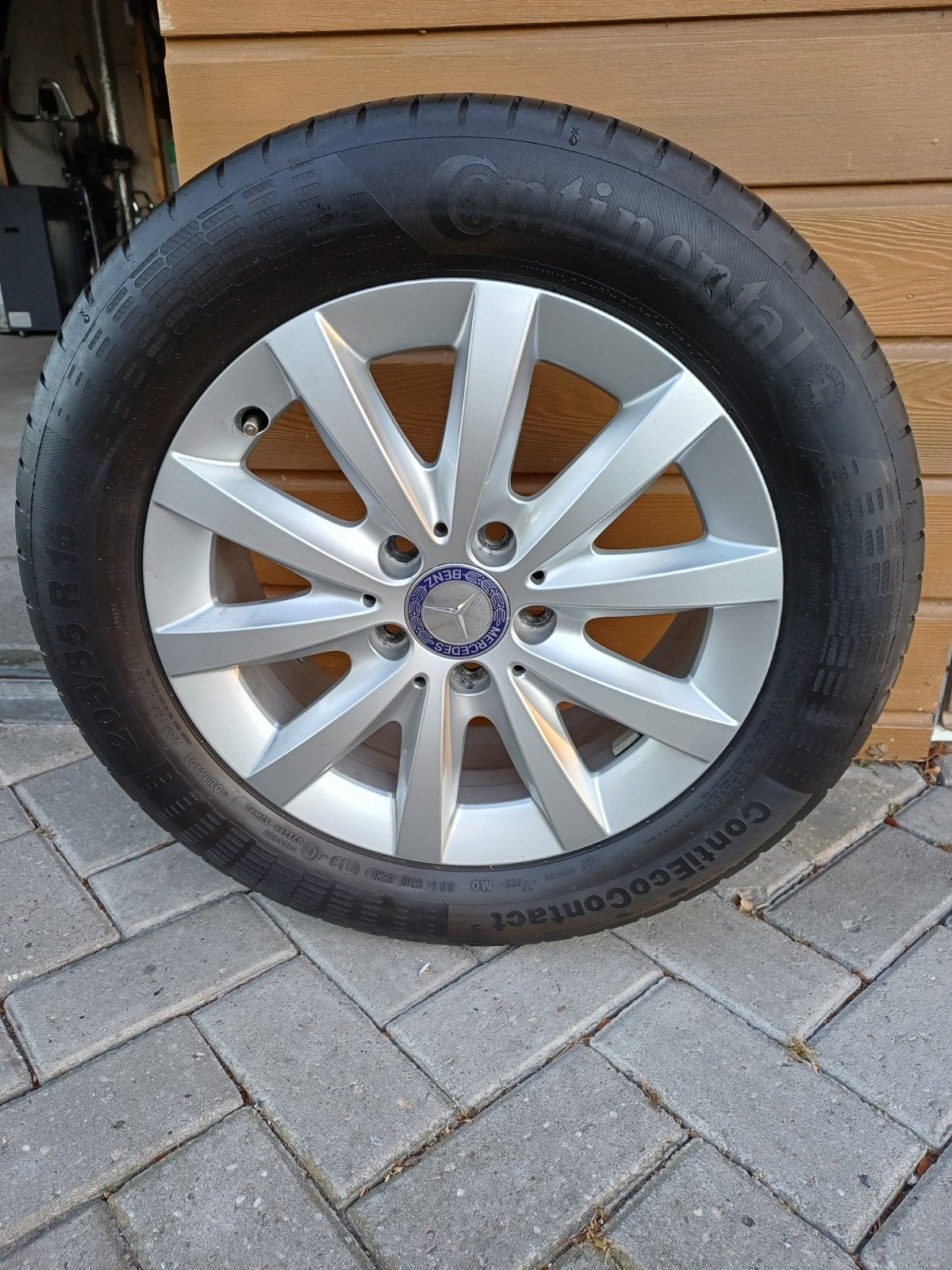 Mercedes 4 velgen en band, Ophalen, 16 inch, 205 mm, Zomerbanden