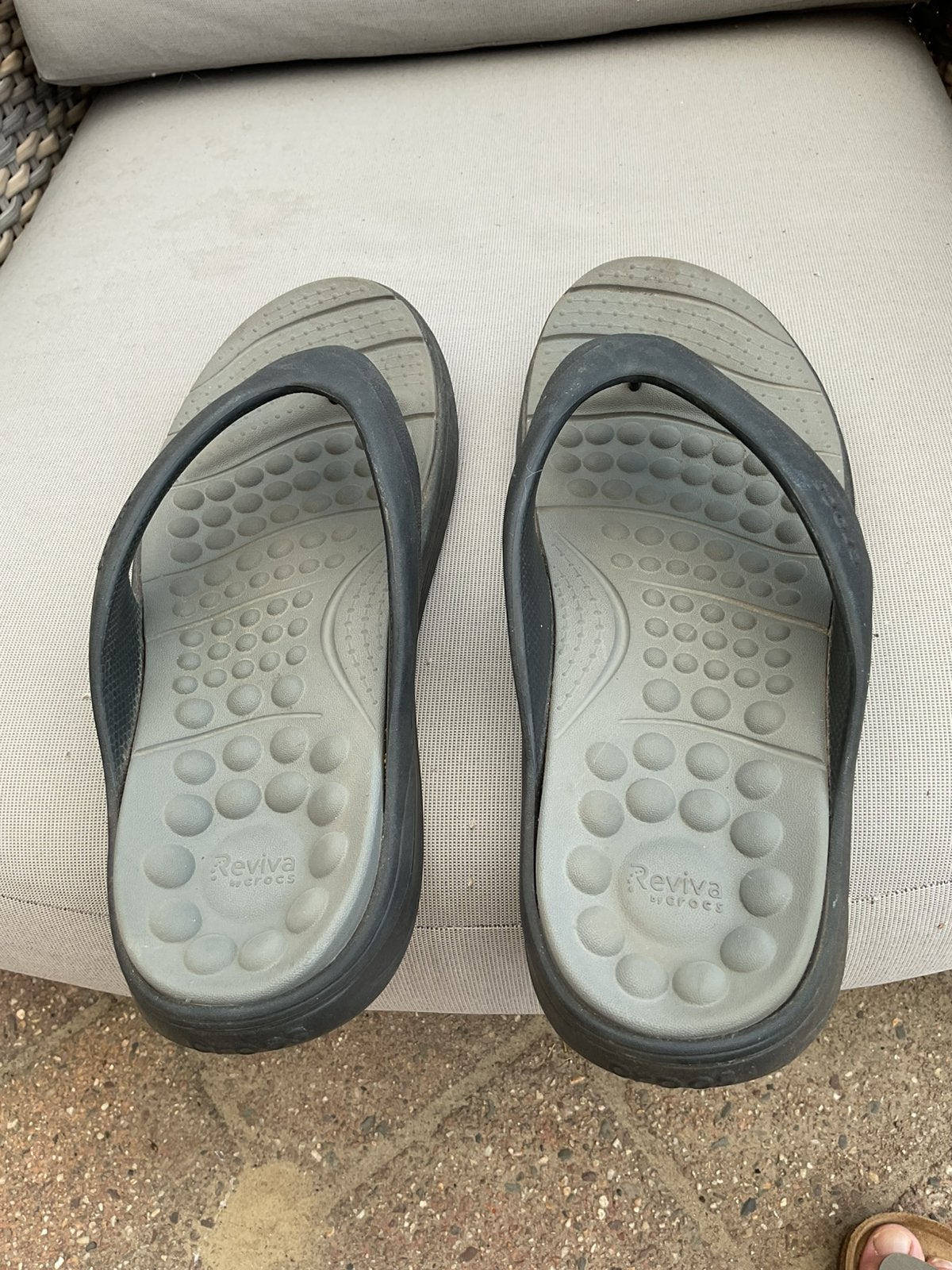 Crocs Reviva Flip black/grey maat M12 (46/47), Ophalen of Verzenden