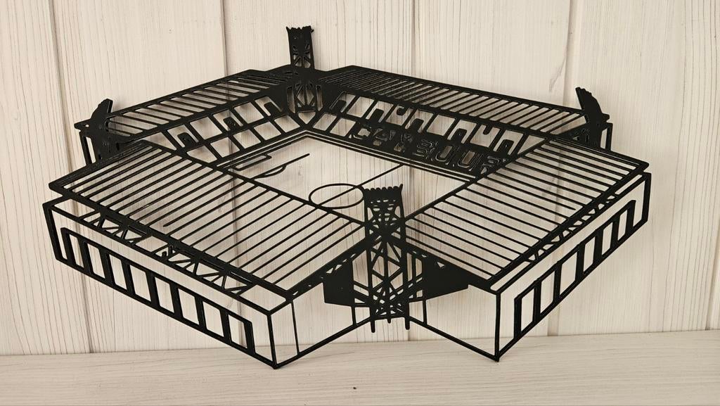 Houten uitsnede Cambuur Stadion - Zwart MDF 38x22cm, Ophalen of Verzenden, Eigen ontwerp, Zwart, Hout