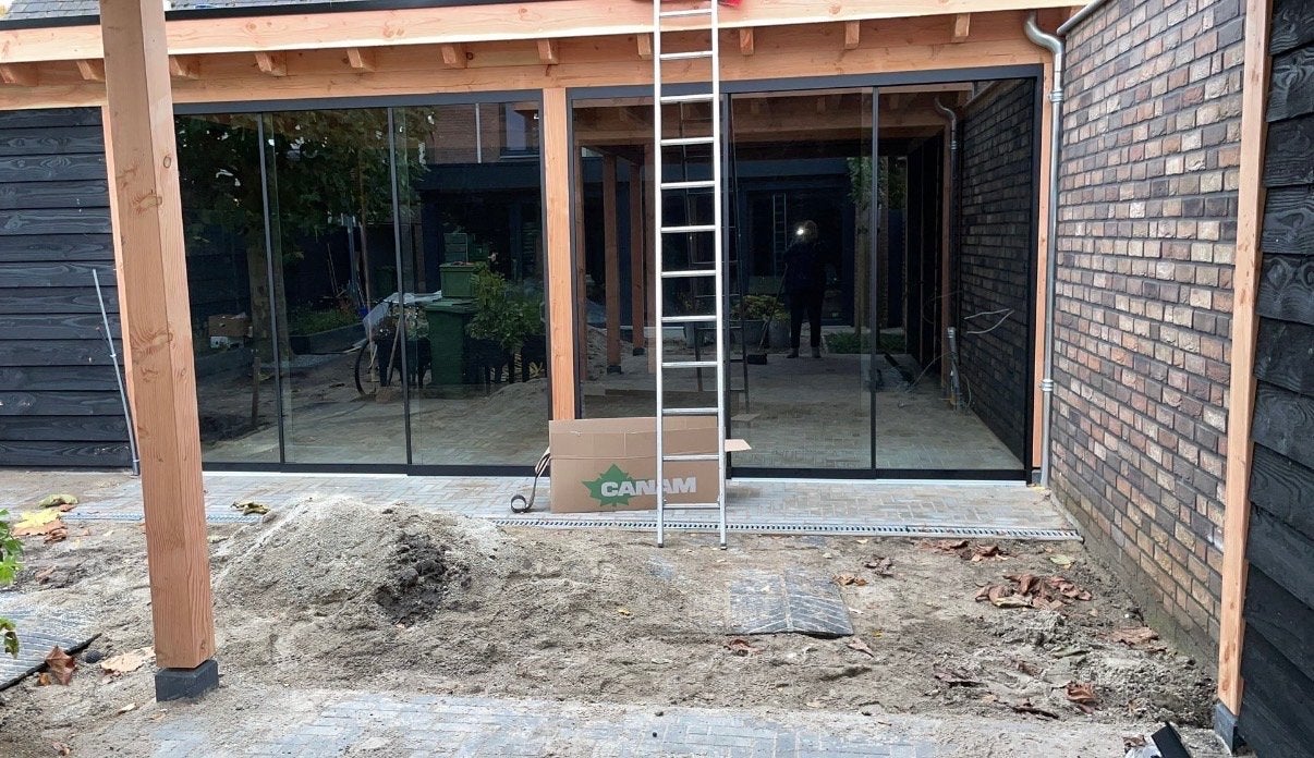 Glazen Schuifdeuren - H2450mm x B2790mm, Doe-het-zelf en Verbouw, Gevelraam of Ruit, Zo goed als nieuw, Dubbelglas, 160 cm of meer
