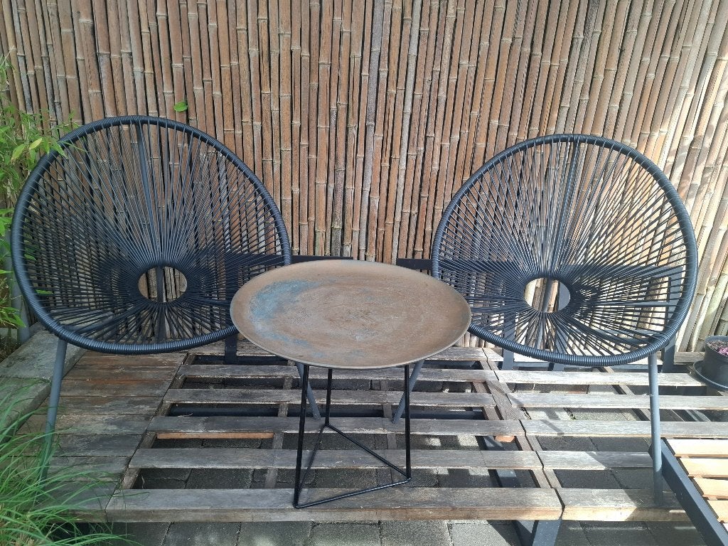 Balkon/ tuin lounge draadstoelen, zwart, Tuin en Terras, Ophalen, Gebruikt, Kunststof, 2 zitplaatsen