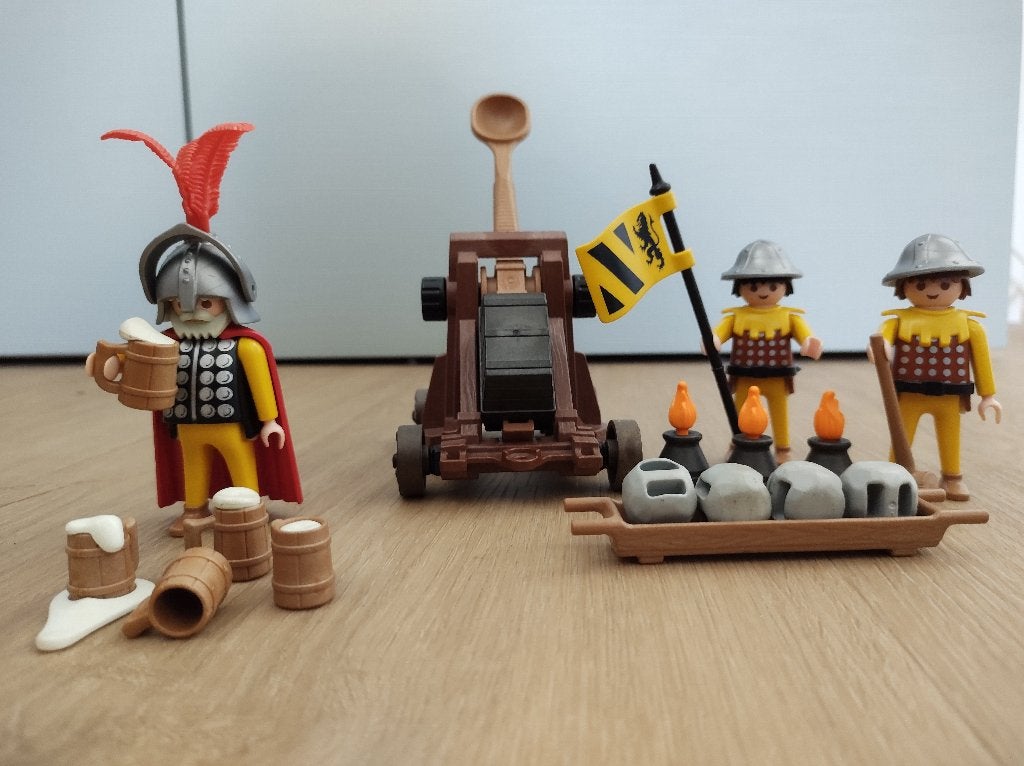 Playmobil Katapult met Ridders set 3653 jaren 90, Kinderen en Baby's, Ophalen, Gebruikt, Knights, Figuren
