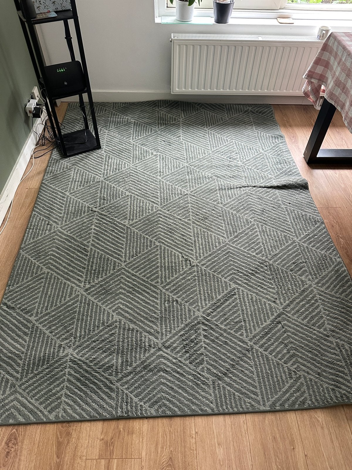 Ikea Stenlille Low Pile Groen Geometric Vloerkleed, Huis en Inrichting, Stoffering | Tapijten en Kleden, Ophalen, 150 tot 200 cm