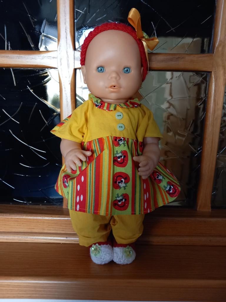 Zelfgemaakte poppenkleertjes voor pop 36 cm 4 delig., Kinderen en Baby's, Speelgoed | Poppen, Ophalen of Verzenden, Nieuw, Babypop