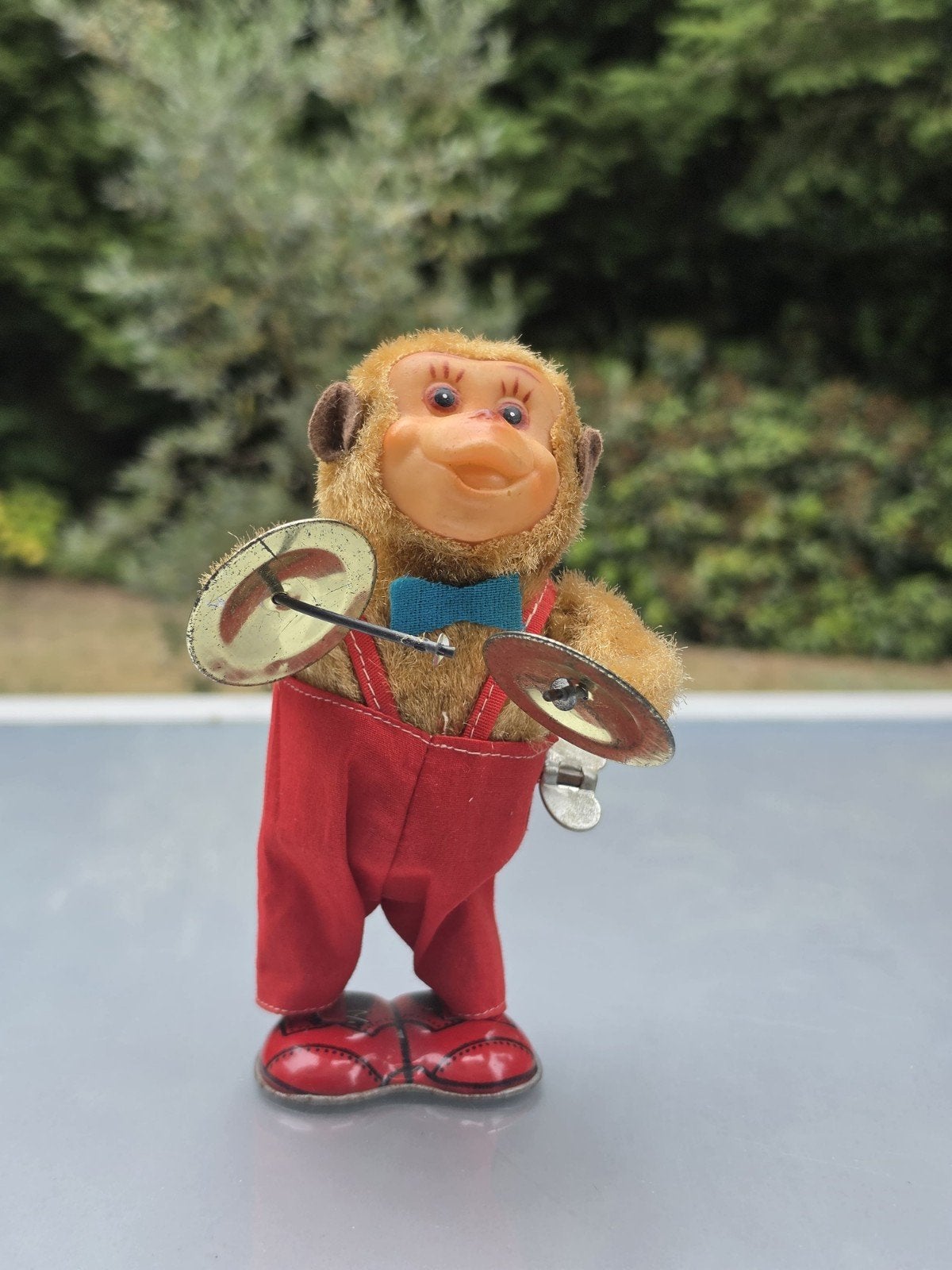 Oude blikken speelgoed aap cymbals monkey, Ophalen of Verzenden