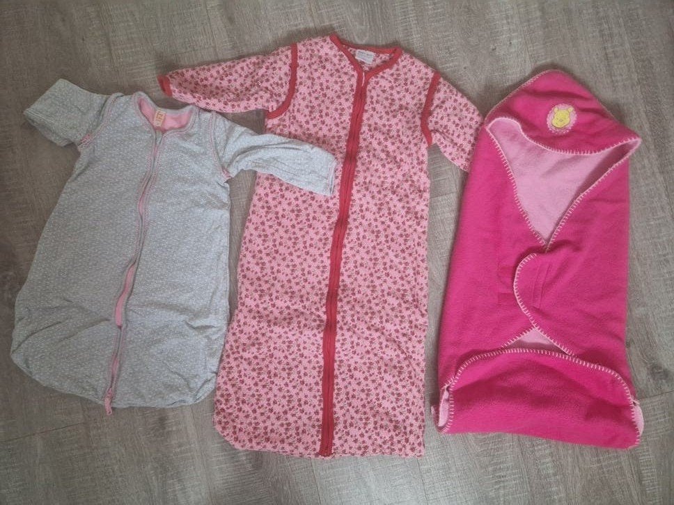 Babyslaapzakken en wikkeldeken - Roze en grijs, Ophalen of Verzenden