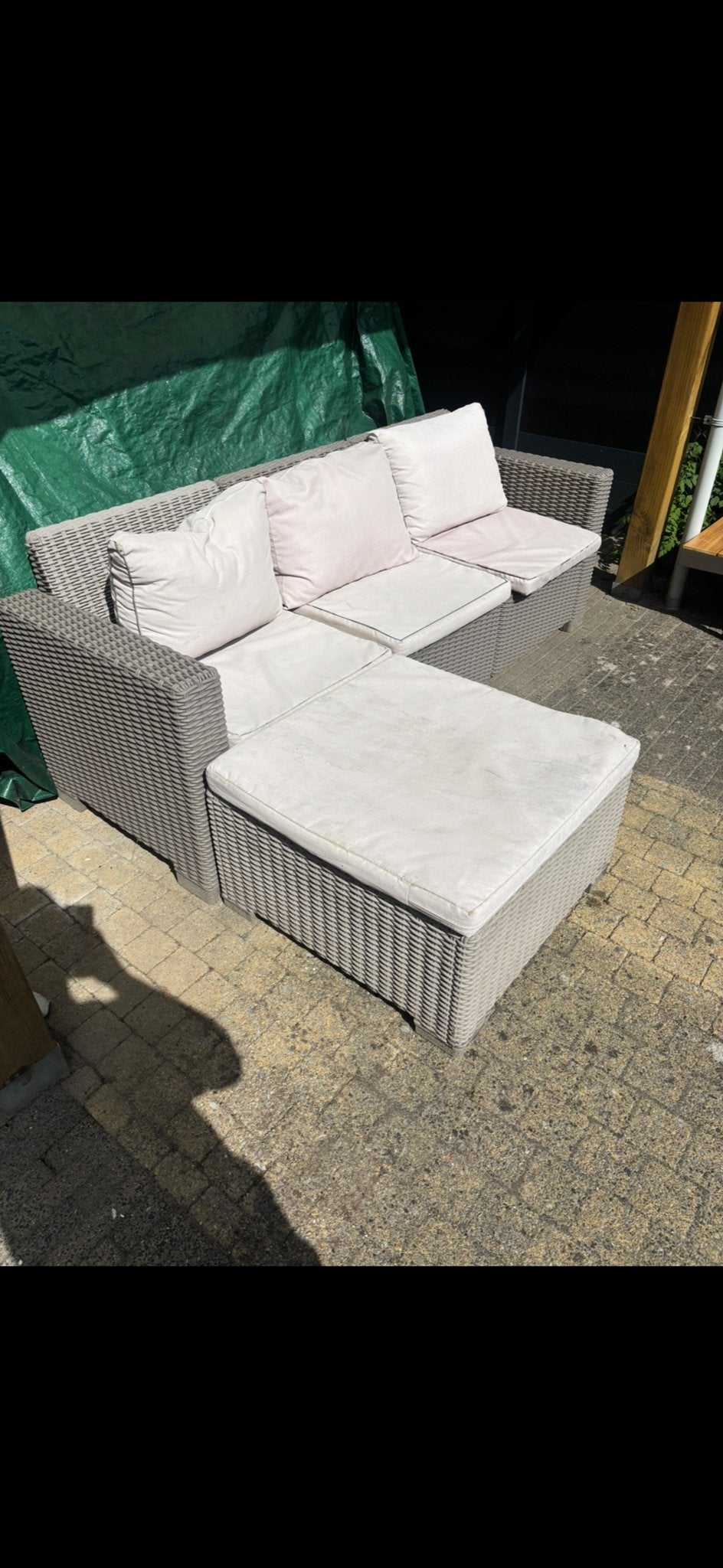 Allibert loungeset met voetsteun - Gebruikt, Ophalen, Kunststof, Gebruikt, 3 zitplaatsen