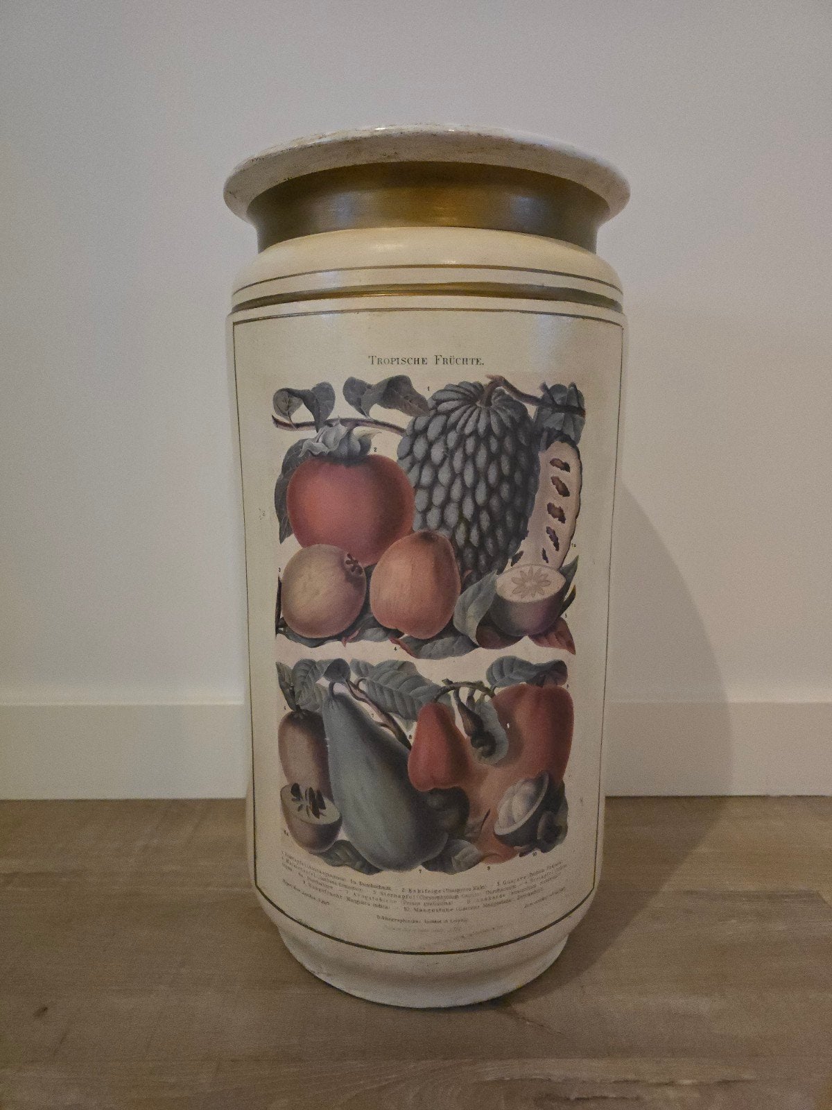 Grote extreem zeldzame Duitse vaas 1895 met afb. Fruit €89!, Ophalen of Verzenden