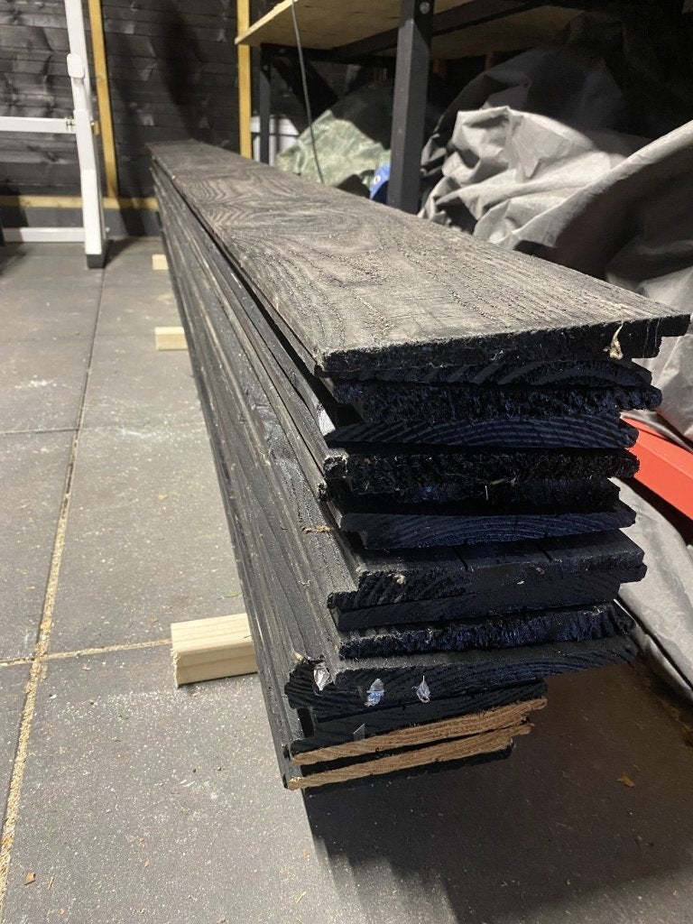 6x Zweeds rabat zwart gespoten 250cm, Ophalen, Nieuw, 250 cm of meer, Planken