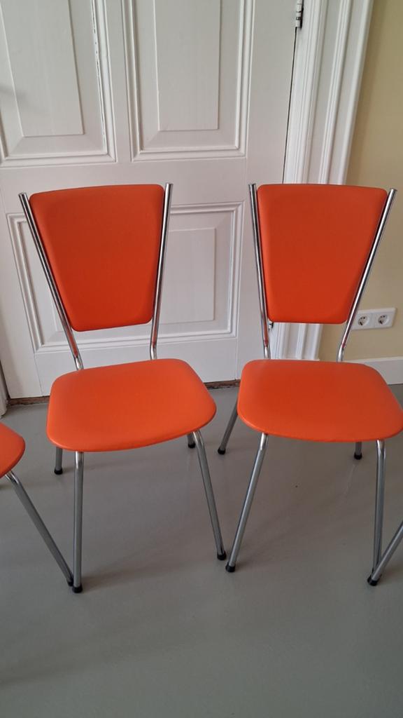 Vintage jaren 70 eetkamerstoelen stoelen, Huis en Inrichting, Stoelen, Ophalen, Gebruikt, Leer