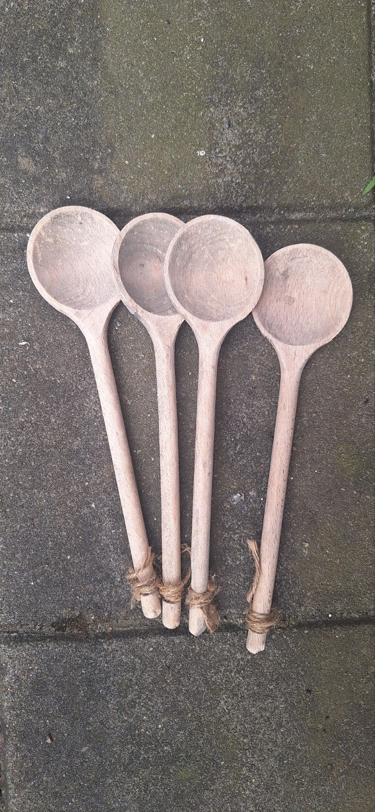 Houten lepels set van 4 - Keukenbenodigdheden, Beige, Overige typen, Hout, Nieuw