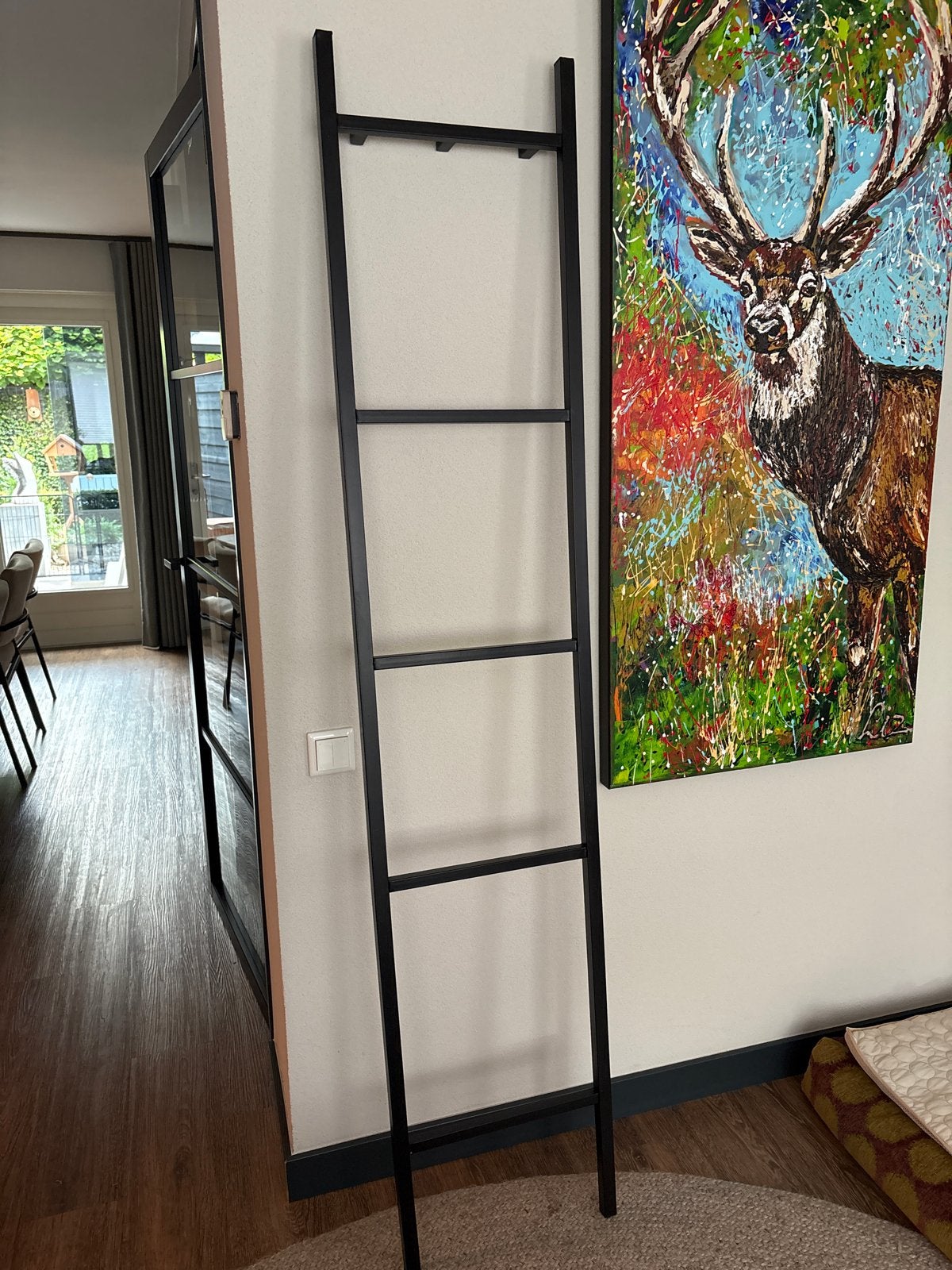 Zwarte metalen decoratieladder - 220x40cm, Ophalen, Zwart, Zo goed als nieuw, Metaal
