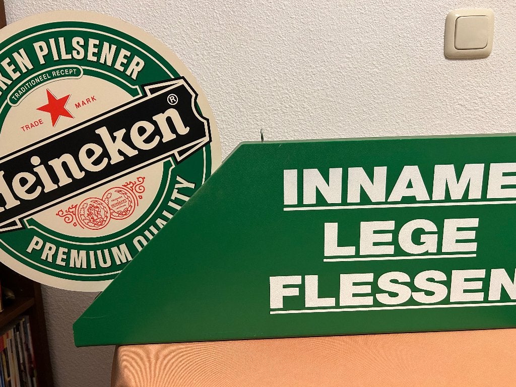 Heineken reclamebord inname lege flessen, Ophalen, Zo goed als nieuw, Reclamebord, Plaat of Schild, Heineken