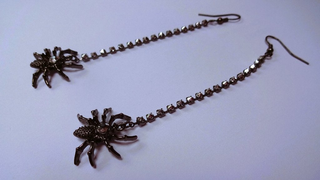 hanger oorbellen met een zwarte spin, Overige materialen, Hangers, Verzenden, Zwart