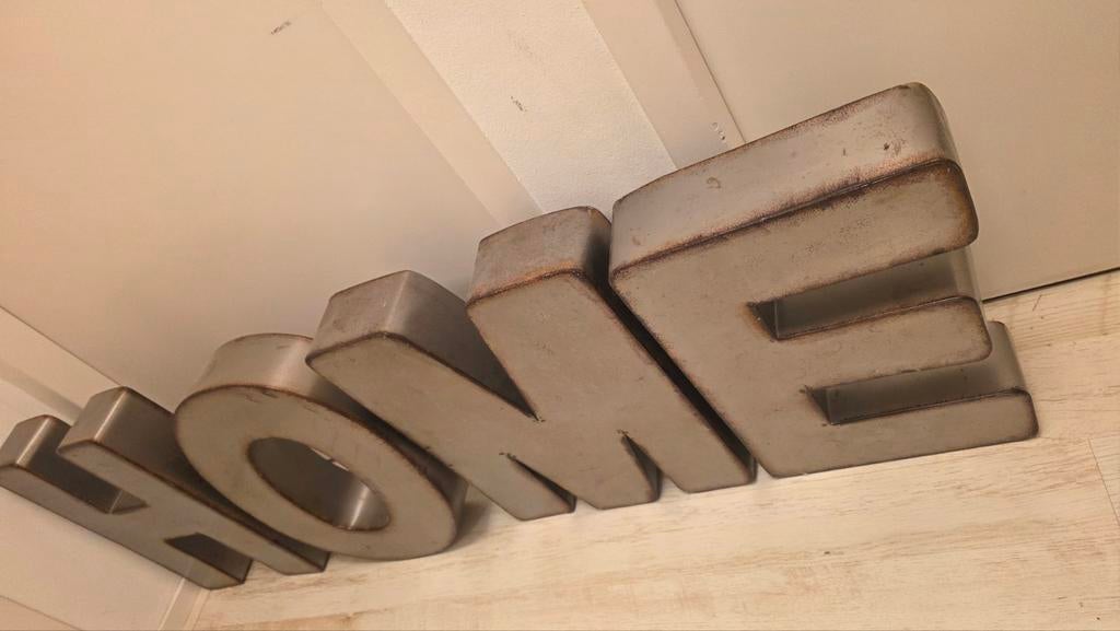 4 grote metalen industriele letters, Ophalen, Metaal, Gebruikt, Vintage