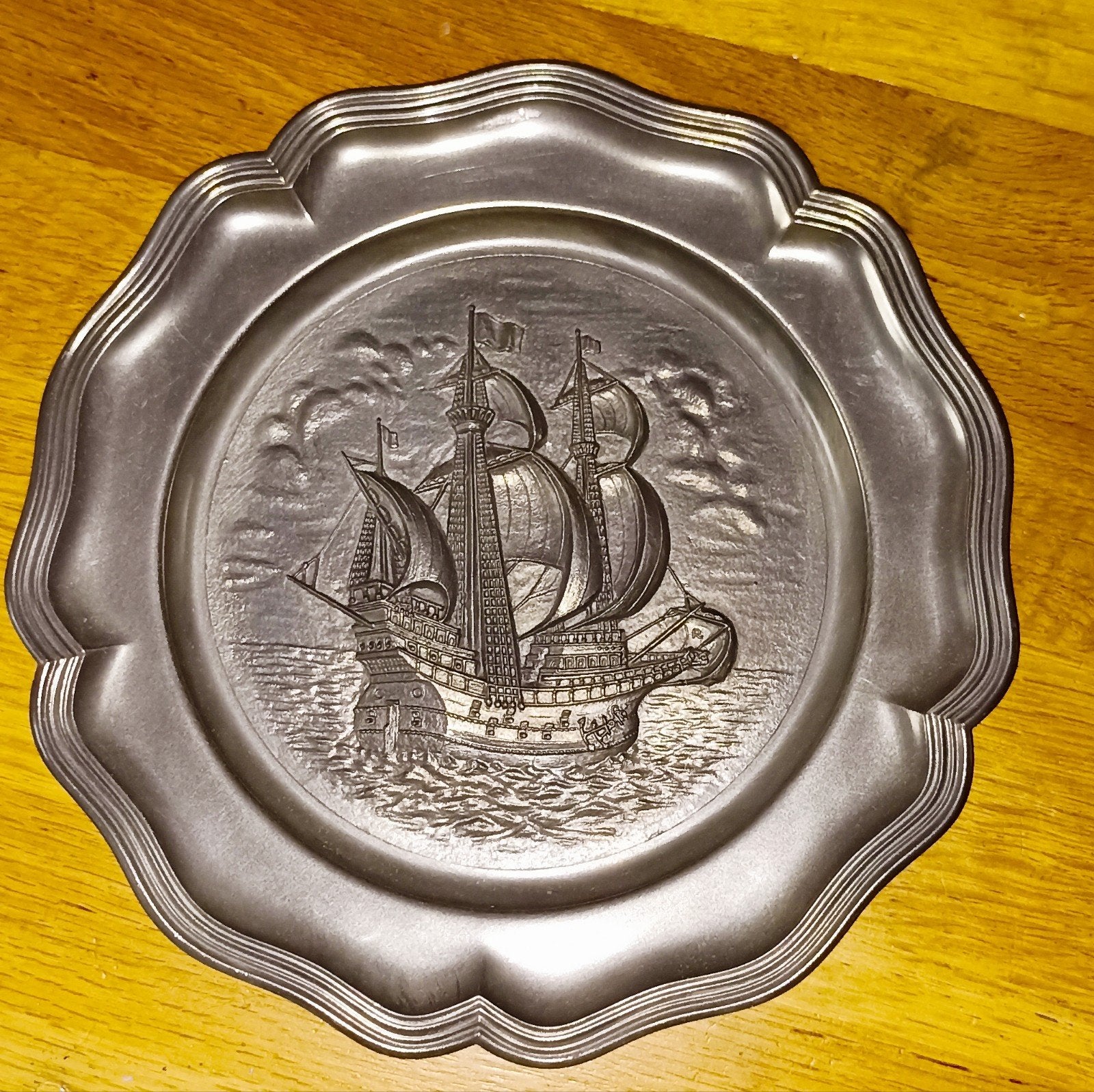 Sierbord met schip, Gebruikt, Ophalen of Verzenden, Klassiek, Metaal