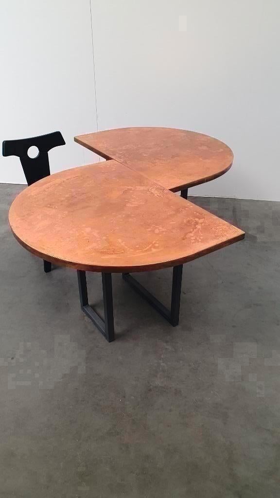 Brutalist messing design tafel ovaal modulair - ruw staal, Ophalen, Gebruikt, 100 tot 150 cm, .