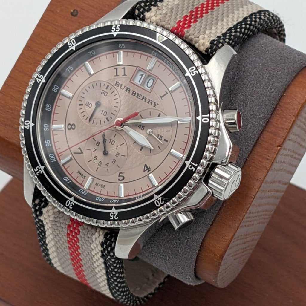 Burberry BU7600 Endurance chronograaf - Full set nette staat, Burberry, Zo goed als nieuw, https://www.burberry.com/contact-us/