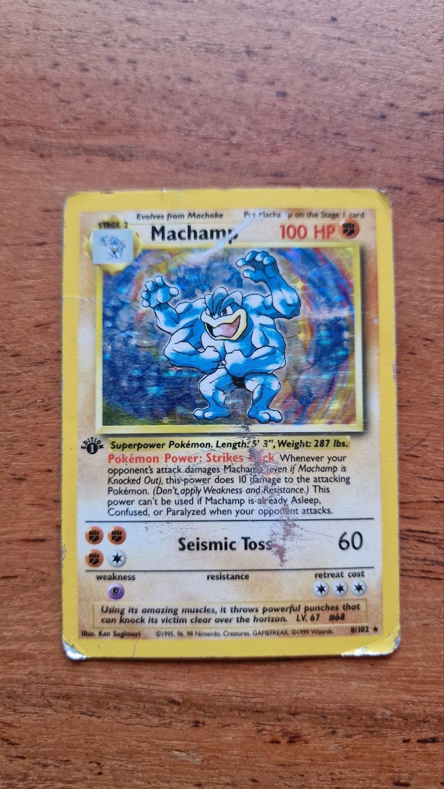 Machamp Pokémon kaart (beschadigd), Ophalen of Verzenden, Gebruikt, Losse kaart