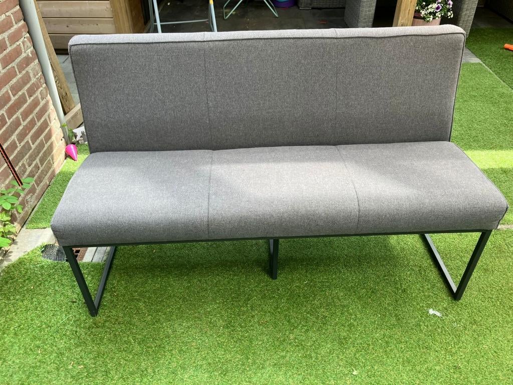 Stijlvol eettafel bankje - Grijs stoffen zitbank, Huis en Inrichting, Ophalen, 150 tot 200 cm, Tweepersoons, 75 tot 100 cm