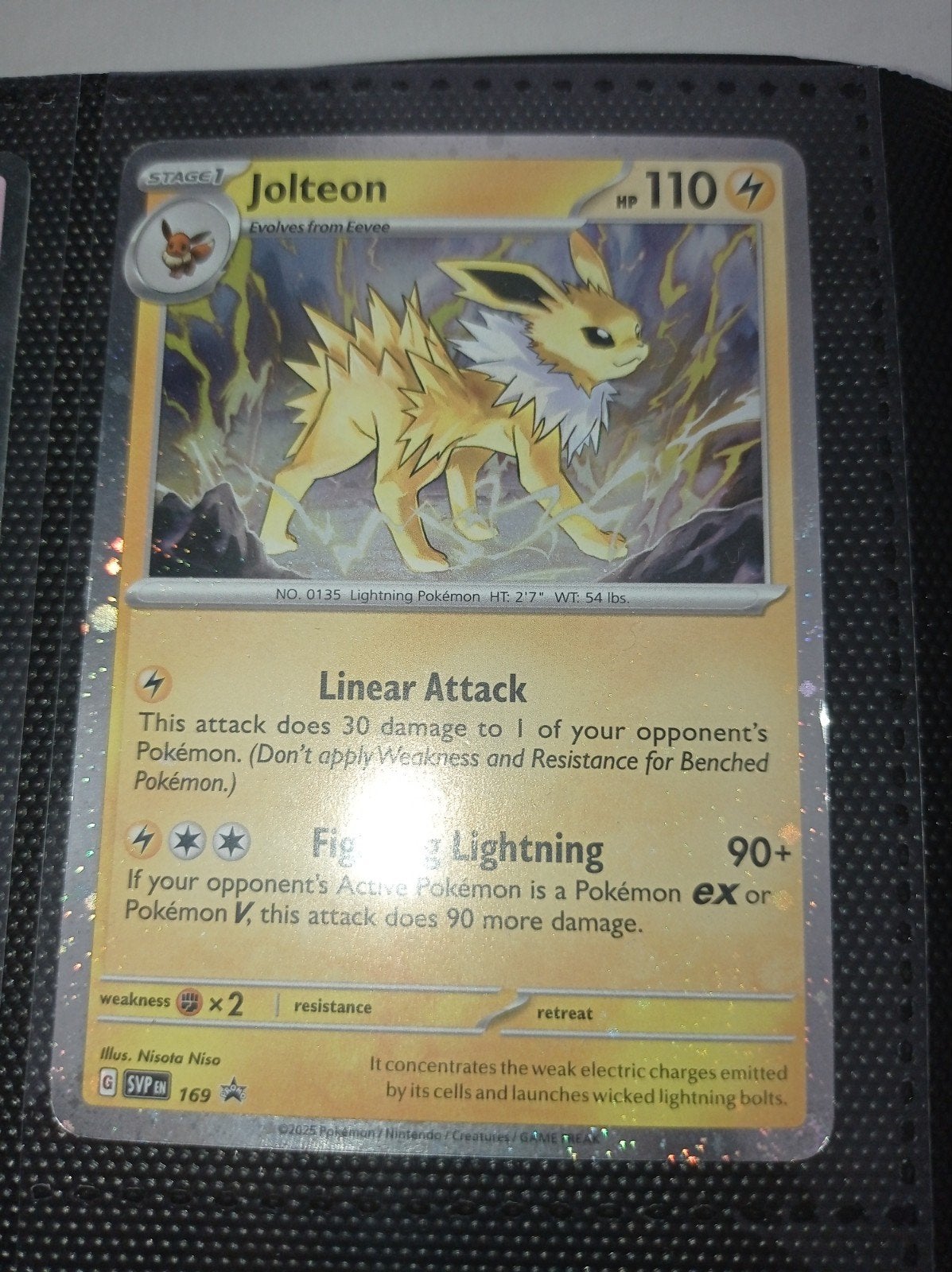 Jolteon pokemon kaart 169, Ophalen of Verzenden, Zo goed als nieuw