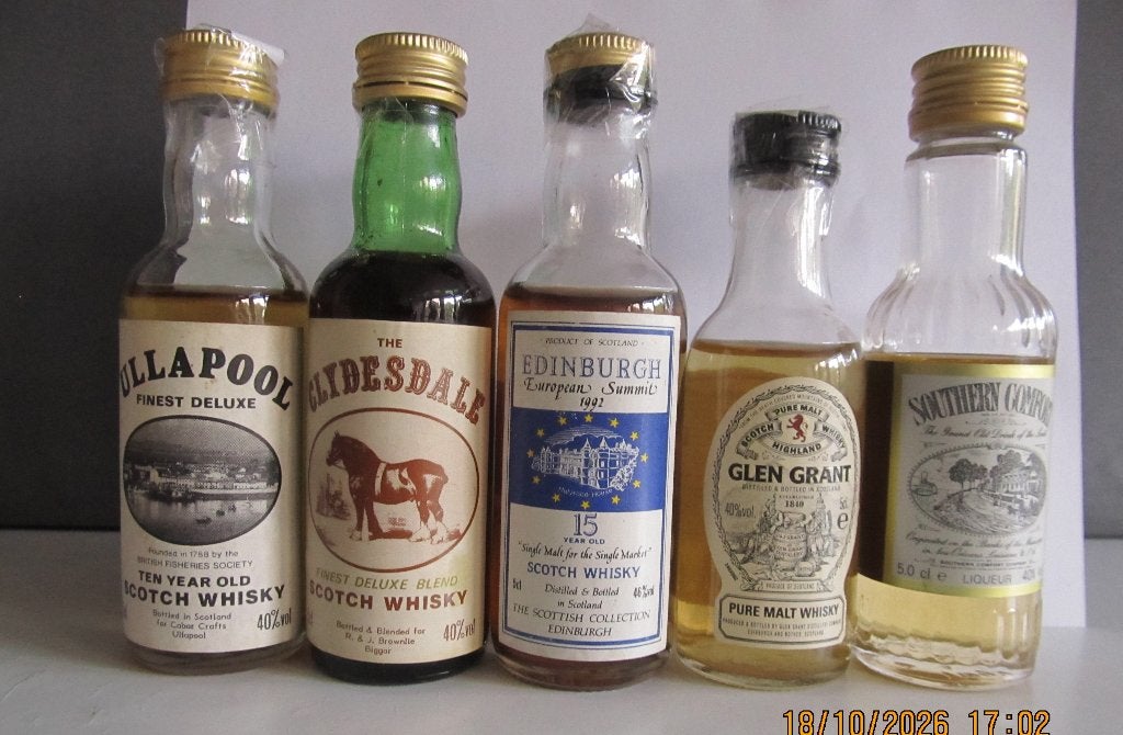whisky miniatuurflesjes 5 stuks, Ophalen of Verzenden