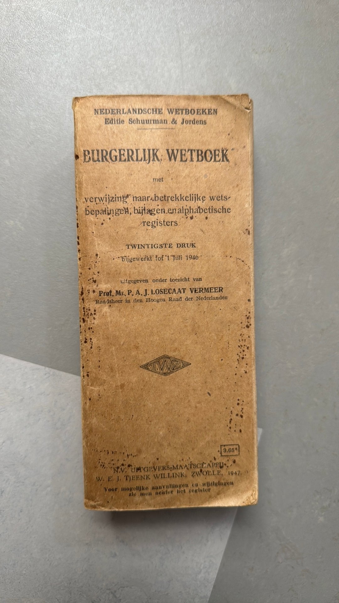 Burgerlijk wetboek 1947 Tjeenk Willink Zwolle, Ophalen of Verzenden