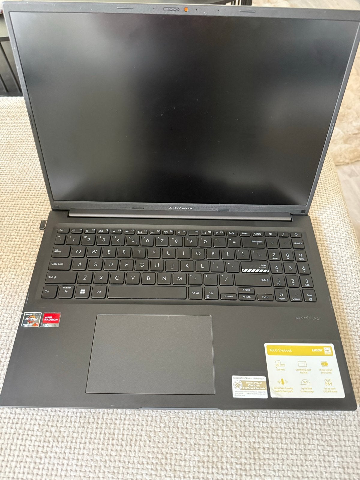 ASUS Vivobook 16 M1605YA Ryzen 7 Laptop, Ophalen, Met videokaart, Qwerty, 8 GB