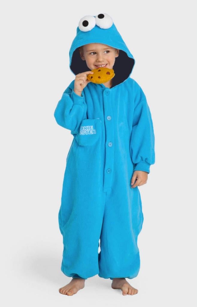 Koekiemonster onesie 128-134 Pak Kostuum Blauw *defect, Kinderen en Baby's, Carnavalskleding en Verkleedspullen, Zo goed als nieuw