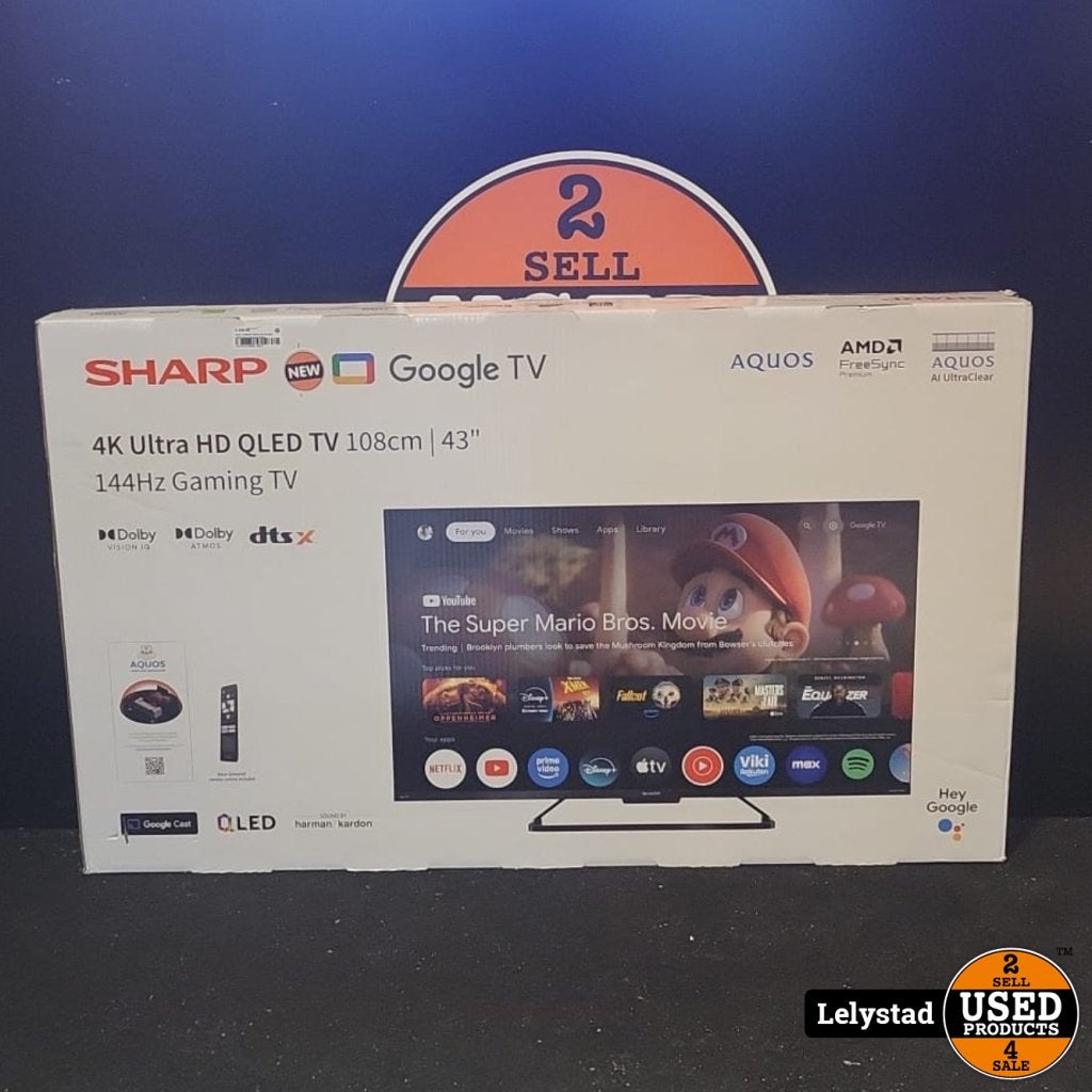 Sharp 43GR8265 43inch 4K UH Qled 144Hz Smart Google TV Nieuw, Sharp, Gebruikt, https://global.sharp/contact/, 1 Takumi-cho, Sakai-ku, Sakai City, Osaka 590-8522, Japan