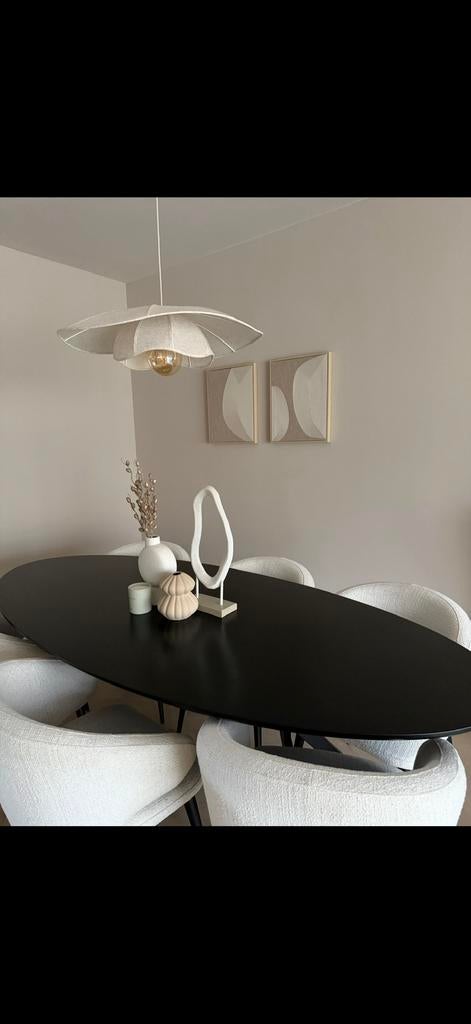 Eettafel 220 cm zwart ovaal, Ophalen, Gebruikt, 100 tot 150 cm, 200 cm of meer