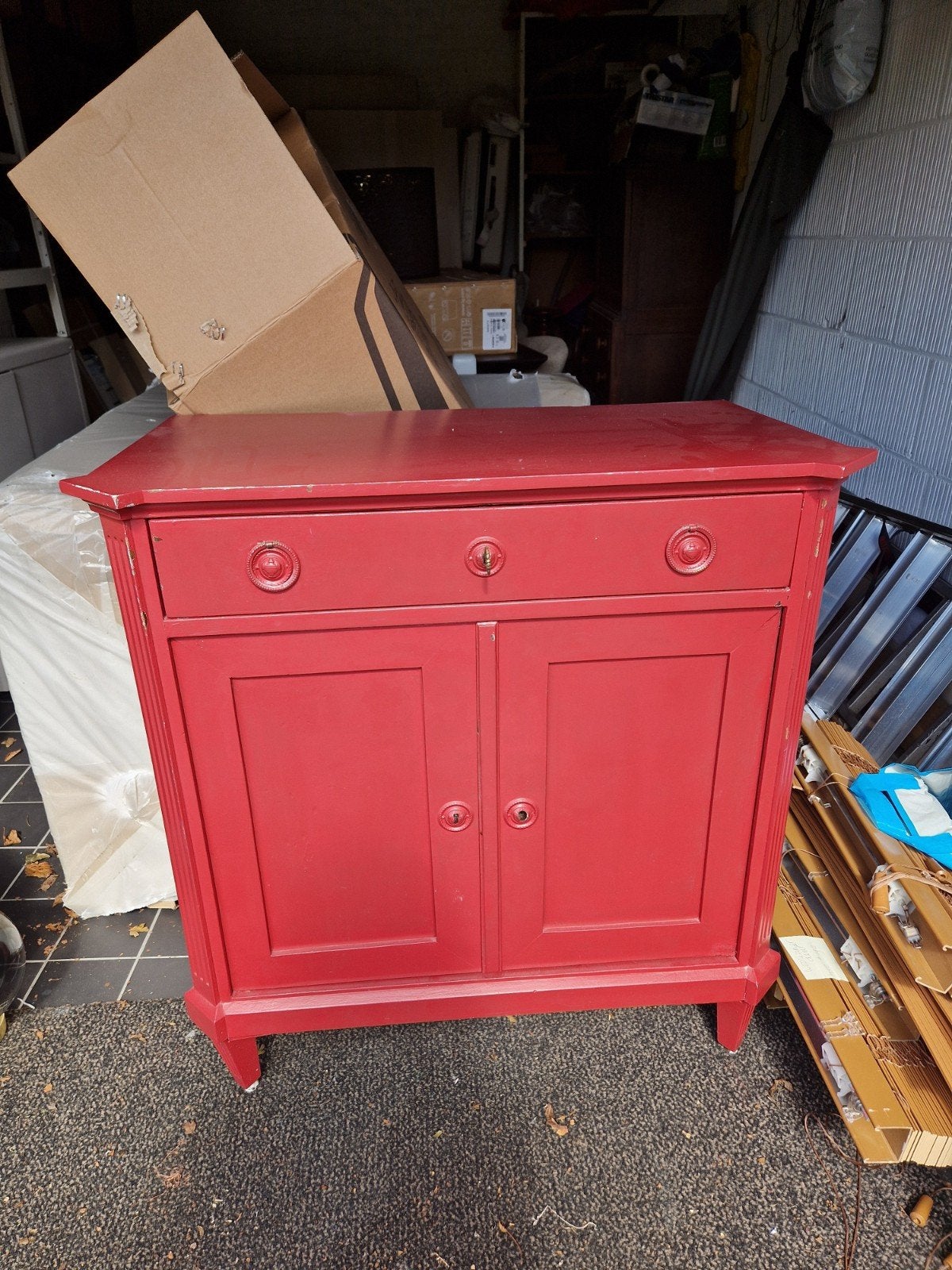 Rood klein kastje, Huis en Inrichting, Kasten | Ladekasten, Gebruikt, 3 of 4 laden, Minder dan 100 cm, 25 tot 50 cm