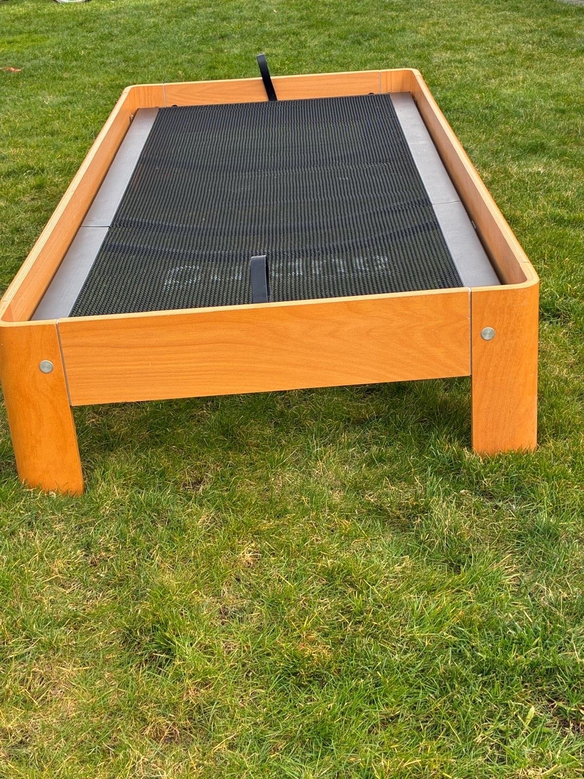 Auping eenpersoonsbed beukenhout, verstelbaar, Ophalen, 90 cm, Eenpersoons, Bruin