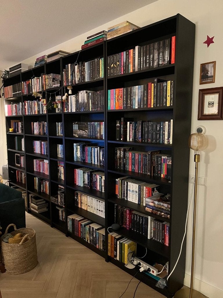 IKEA BILLY boekenkasten zwartbruin met verhogingsdeel, Ophalen, Met plank(en), 200 cm of meer, 50 tot 100 cm