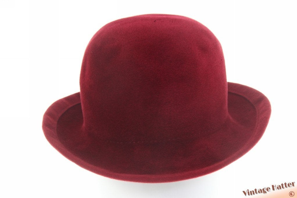 vintage Dameshoed HTB bordeaux rood velour 57, HTB, 56 of 57 cm (M, 7 of 7⅛ inch), Hoed, Ophalen of Verzenden