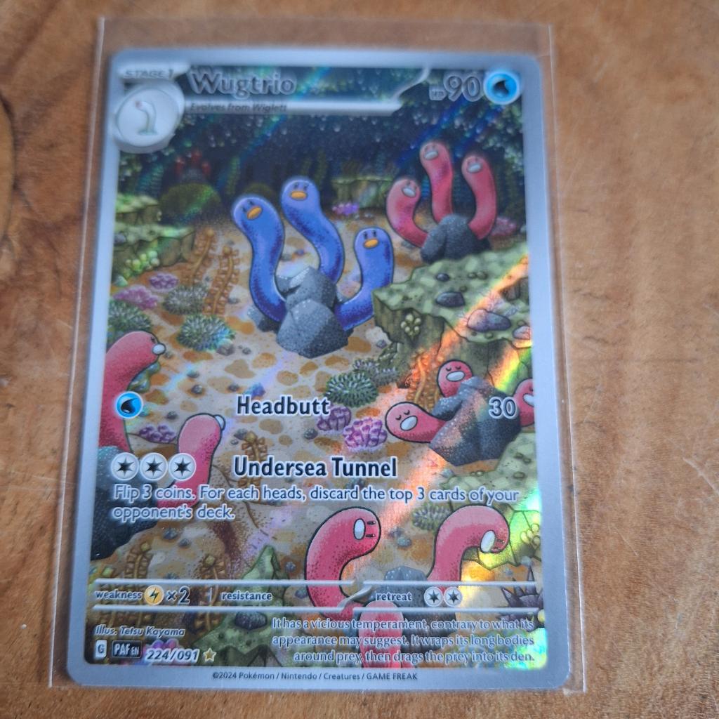 pokemon kaart wugtrio, Ophalen of Verzenden, Zo goed als nieuw, Losse kaart, Foil