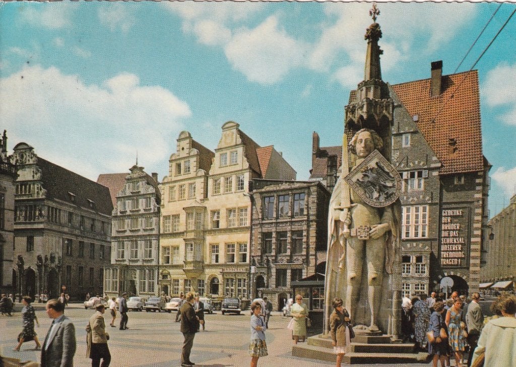 Duitsland bremen, marktplatz und roland, Verzenden, 1960 tot 1980, Gelopen, Duitsland