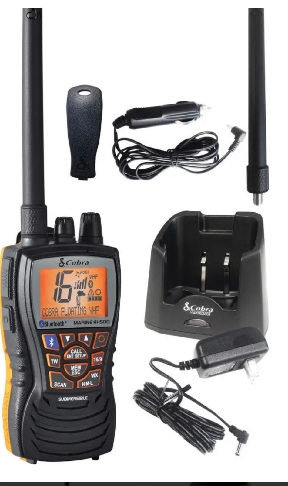 Cobra HH500 Floating VHF Marifoon met Bluetooth, Ophalen, Zo goed als nieuw, Communicatie