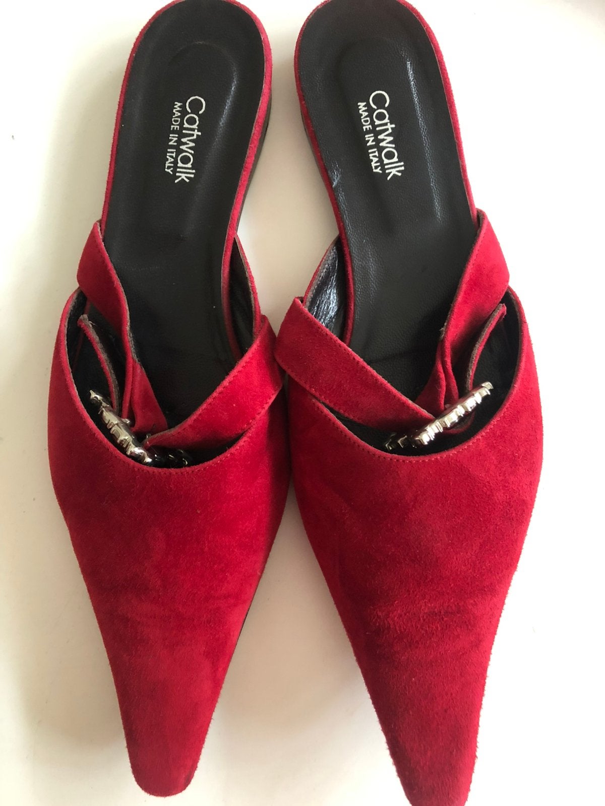 Te koop: leren muiltjes, Catwalk, rood, 38, nieuwstaat, Ophalen of Verzenden, Zo goed als nieuw, Rood, Sandalen of Muiltjes