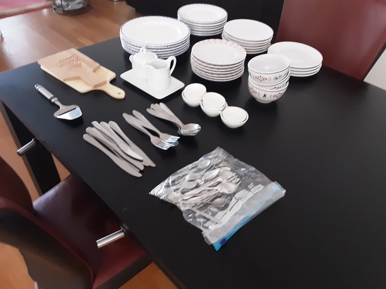 6-delig servies met bestek, Ophalen, Zo goed als nieuw, Rvs of Chroom
