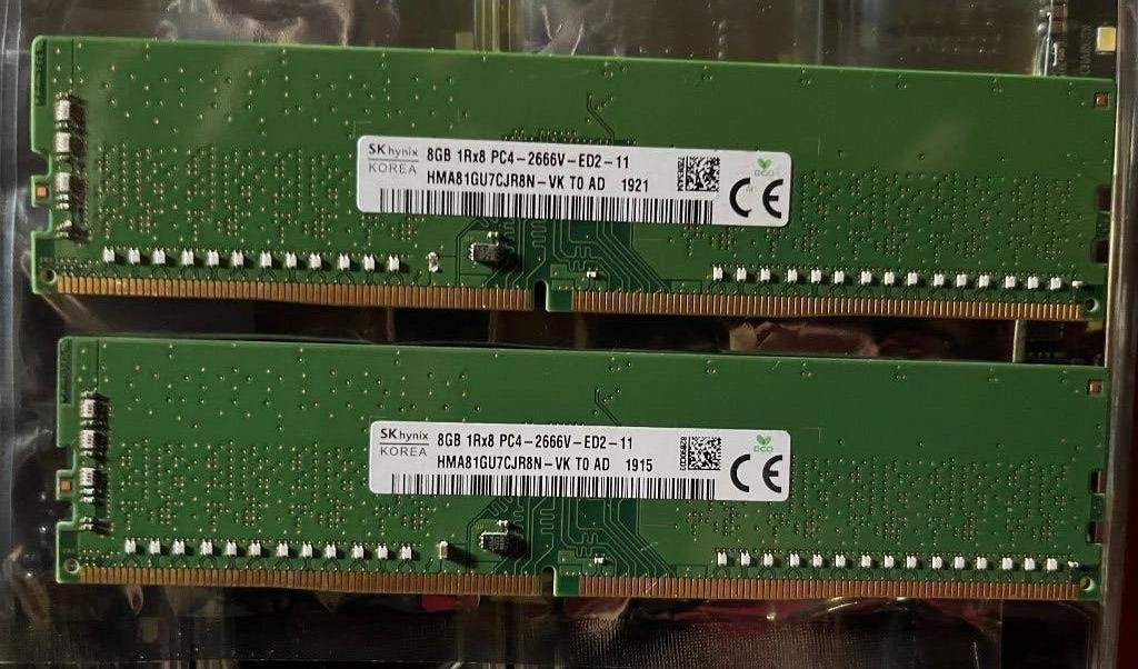SK Hynix 8GB 1Rx8 PC4-2666V-ED2-11 ECC Unbuffered Memory, Gebruikt, Server, DDR4, Ophalen of Verzenden