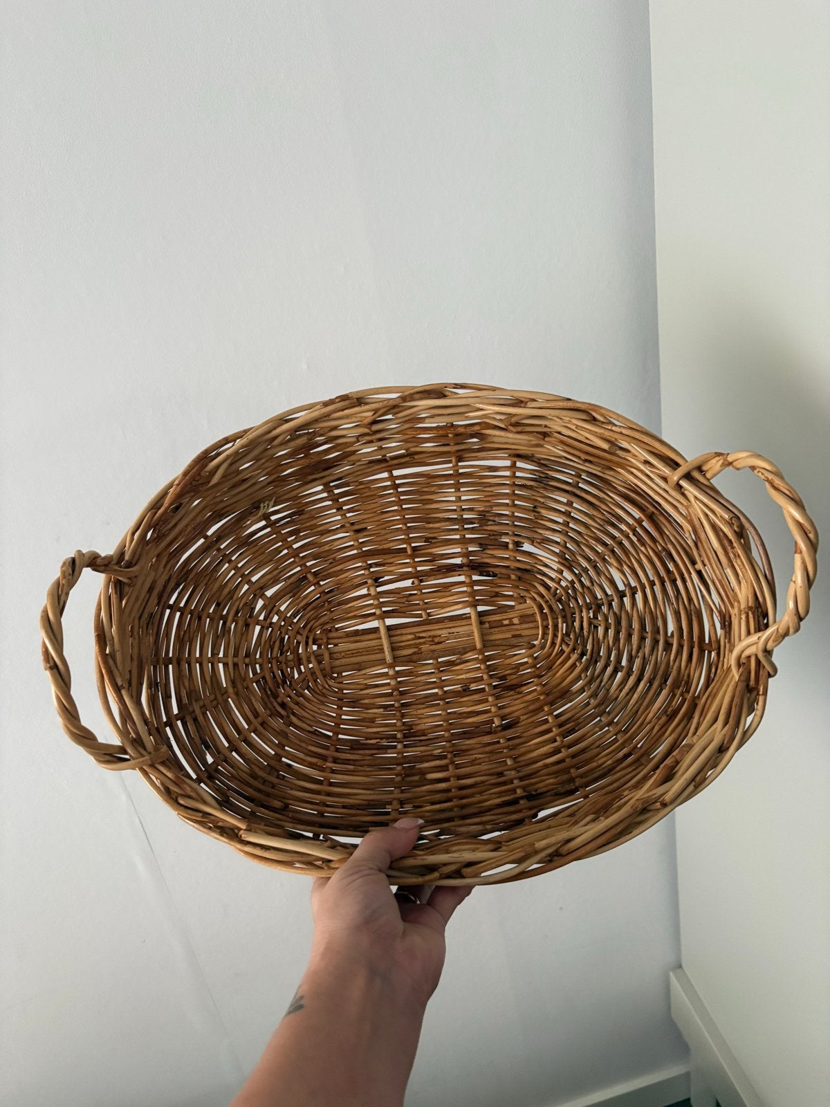 Ovaal Rieten Dienblad - 40x30x7 cm, Huis en Inrichting, Gebruikt, Gevlochten, Natuurlijk materiaal, Ophalen of Verzenden