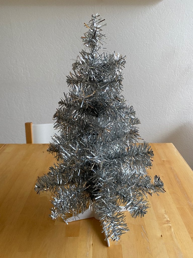 Vintage Kerst Zilver tinsel tree kerstboom 47 cm hoog zgan, Ophalen of Verzenden, Zo goed als nieuw