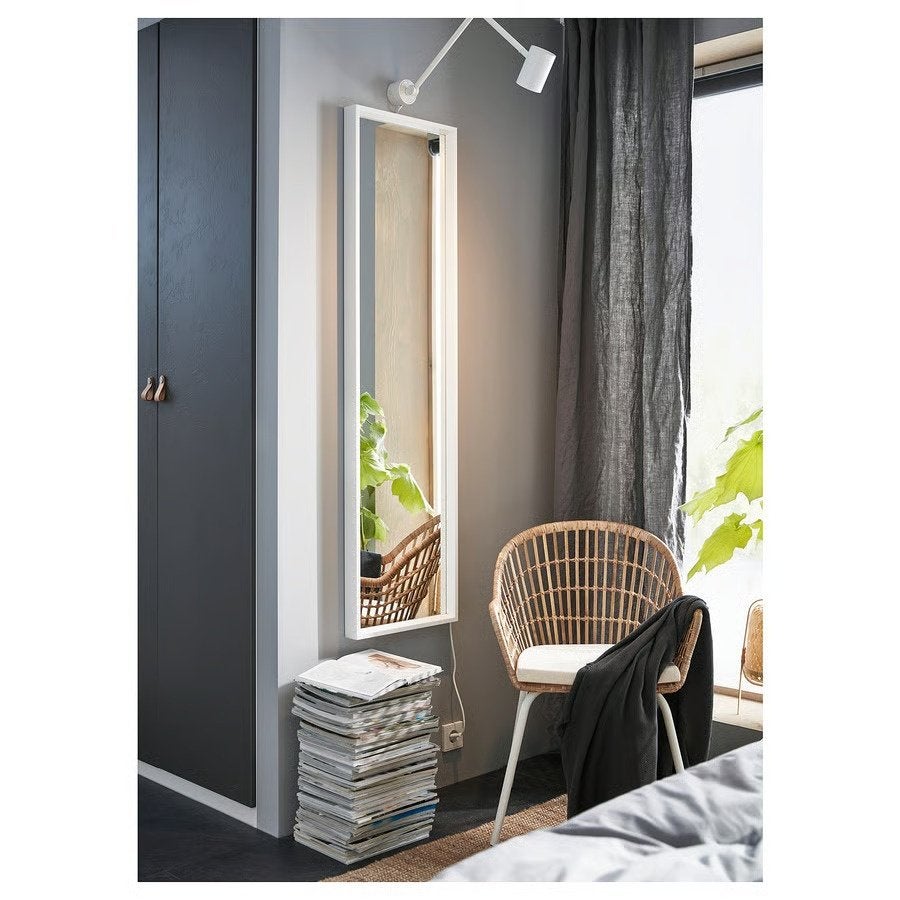 IKEA NISSEDAL spiegel – wit, 40150 cm, staande/wandspiegel, Ophalen, Minder dan 50 cm, Zo goed als nieuw, 150 tot 200 cm