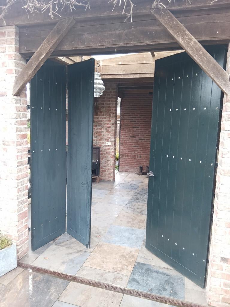 Houten deuren 250cm h, loopdeur 94cm,  delen 58,5/62, Ophalen, Gebruikt, 120 cm of meer, Binnendeur